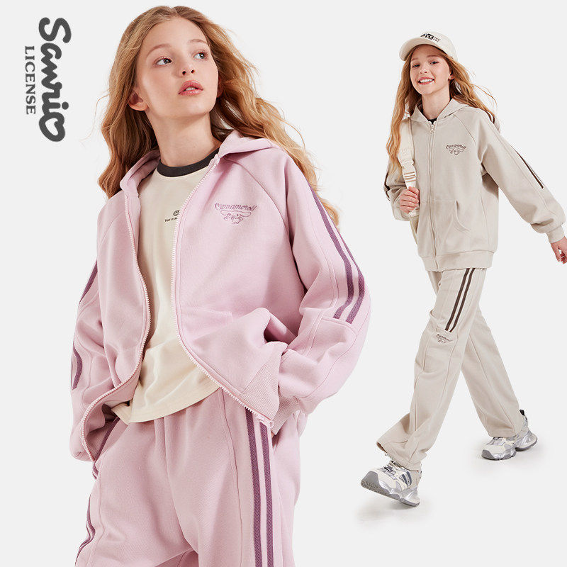 女童套装春秋季新款运动服儿童拉链开衫外套长裤两件套大童直筒裤