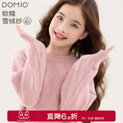 多妙屋女童秋季新款简约针织毛衣