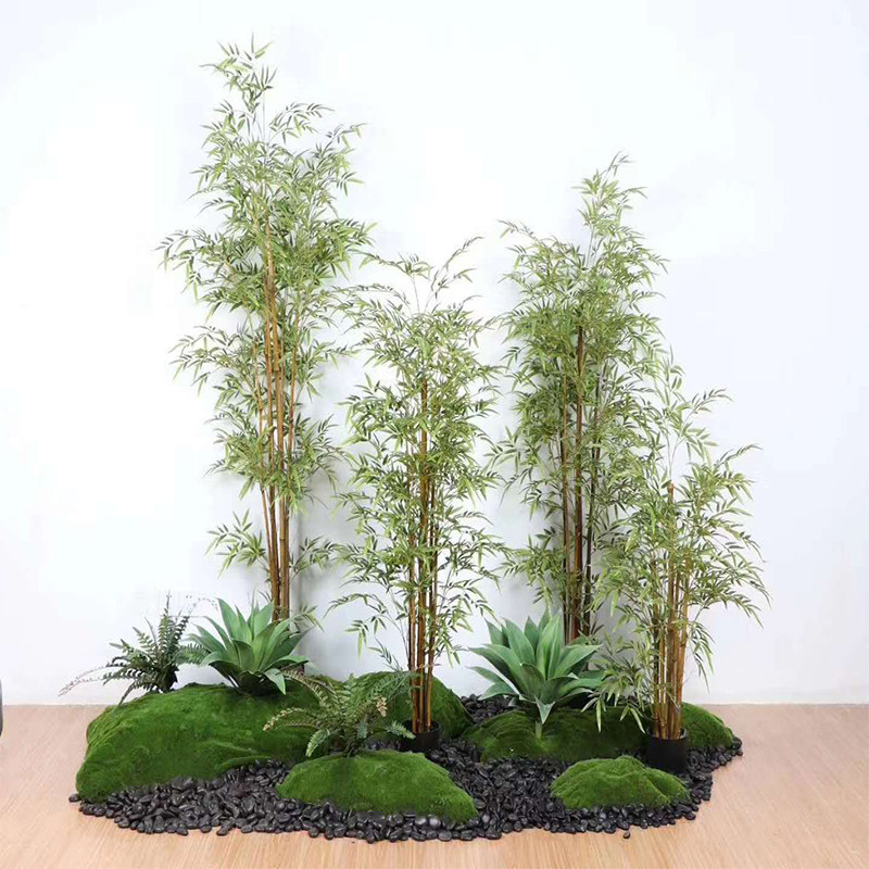 绿韵  包邮新中式家居软装假竹子仿真植物装饰造景绿植藤落地大盆
