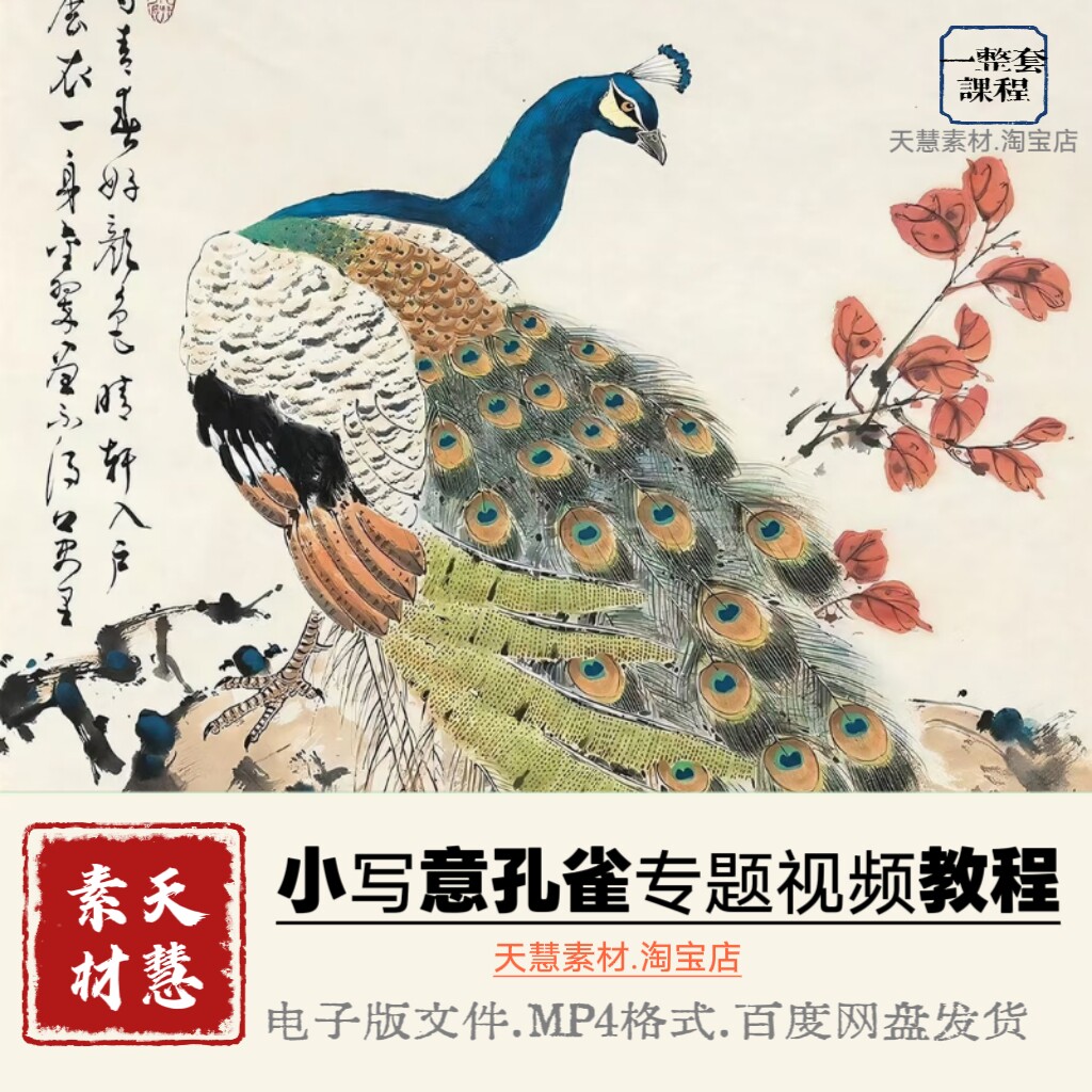 孔雀国画视频教程零基础到精通系统课自学素材源文件