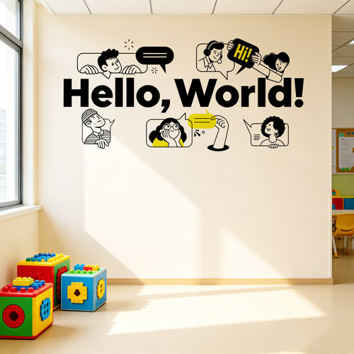 防水好贴教室公司hello world办公背景墙贴纸画个性创意英文字母