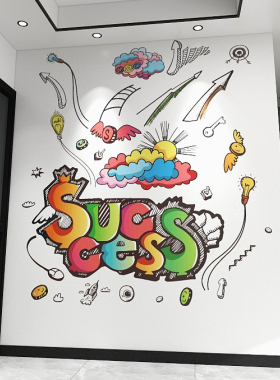 防水好贴办公室背景布置文化墙涂鸦创意贴纸贴画成功sucess字母贴