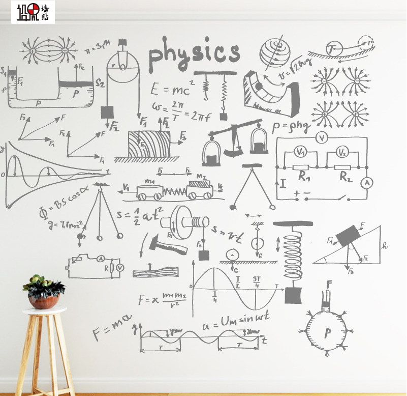 物理公式宿舍寝室教室文化墙后墙艺术涂鸦贴纸培训机构背景墙装饰