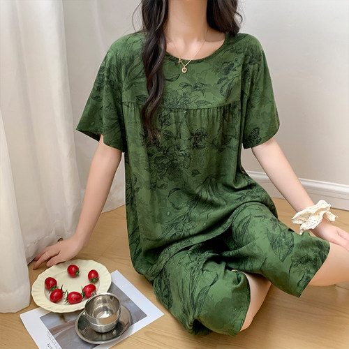 春夏棉绸新中式可外穿女睡衣套装