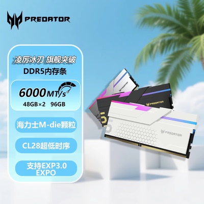 宏碁掠夺者冰刃DDR5 48G 96G 套装6000H/C28M代颗粒台式机内存条