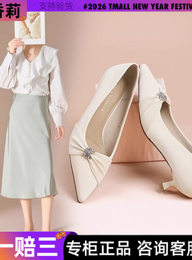 2025年秋季新款仙女风细跟褶皱高跟鞋子女尖头单鞋香香莉鞋030600