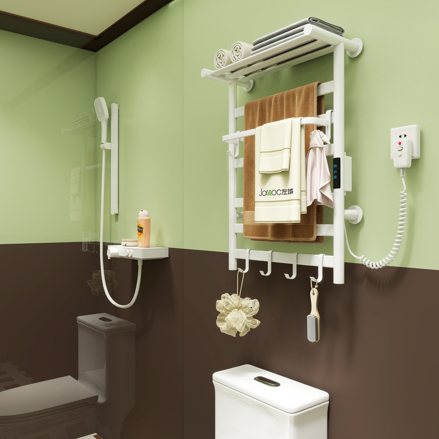 智能毛巾架电动加热卫生间家用免打孔碳纤维发热浴巾烘干架太空铝,家装主材,智能毛巾架/浴巾架,淘宝优惠券,粉丝福利购,淘宝优惠卷