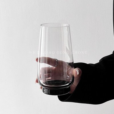 进口高级感黑底矮脚果汁杯风冷饮杯玻璃杯咖啡杯莫吉托杯杯子