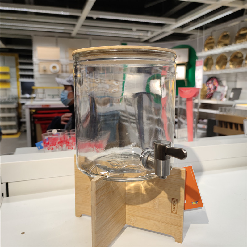宜家IKEA365+冰箱冷水壶带龙头家用大容量夏季冰凉水杯玻璃饮料桶