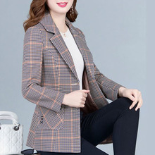 格子小西服女装春季2024新款韩版修身洋气百搭收腰时尚小西装外套