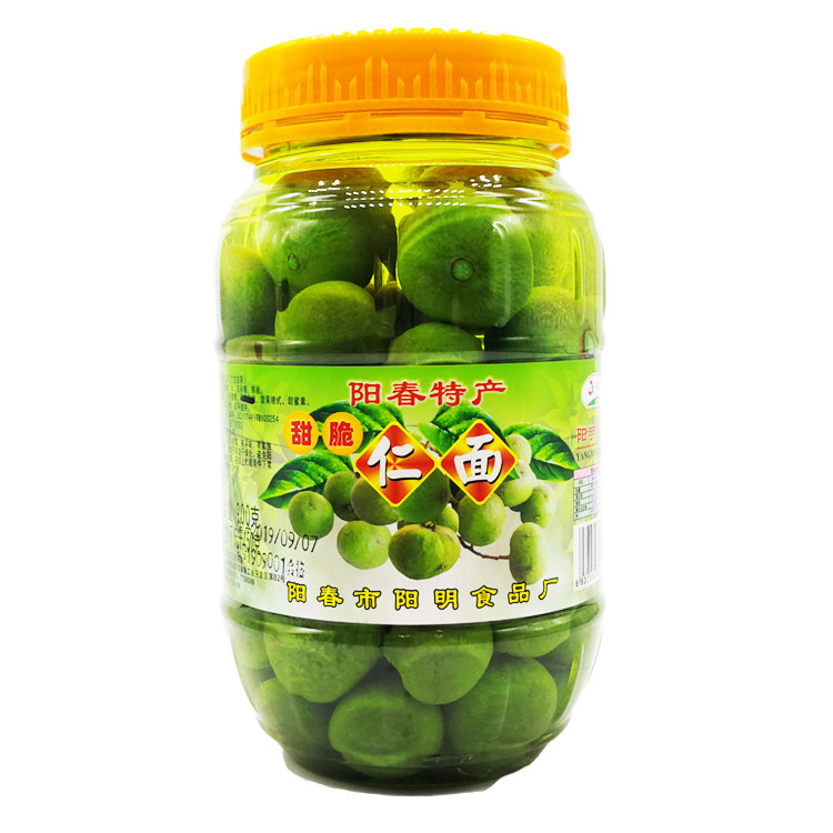 阳春特产阳明牌甜脆仁面果瓶罐装水浸酸爽人面银链零食休闲