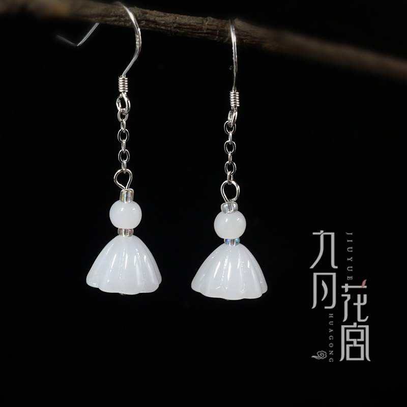 古装电视剧芸汐传白色同款莲蓬耳