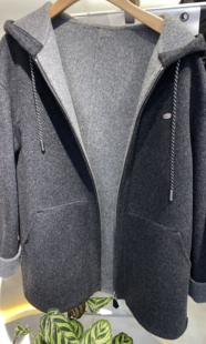 S25D1157 专柜正品实体高端带帽中长款双面绒羊绒大衣2025新冬女