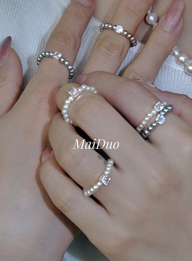 戒指指环925银甜美珍珠女