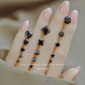 买三对送一 s925纯银耳钉女黑钻养耳洞防过敏耳骨钉耳蜗钉简约