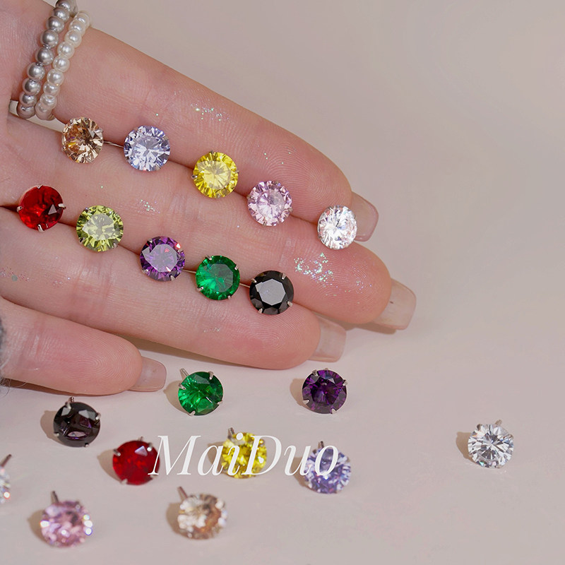 简约925纯银女锆石耳钉