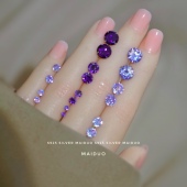 买三对送一 s925纯银耳钉女甜美紫色钻耳钉防过敏养耳洞不褪色