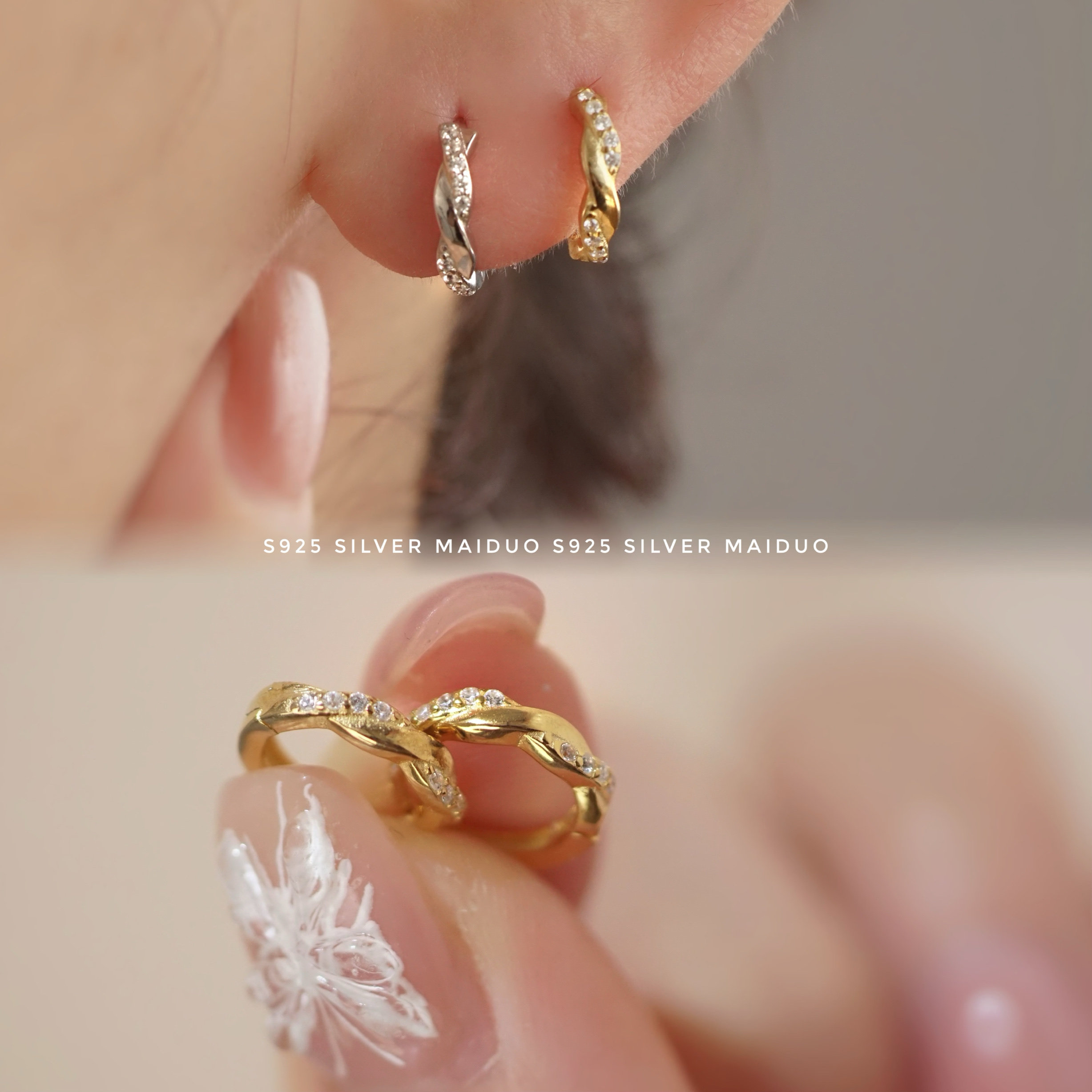 麦朵/交叉麻花镶钻耳扣s925纯银耳钉女闪亮小巧简约百搭精致耳圈,饰品/流行首饰/时尚饰品新,耳钉,淘宝优惠券,粉丝福利购,淘宝优惠卷