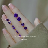 买三对送一 显白新色紫兰圆钻耳钉女简约s925纯银养耳洞耳骨耳蜗