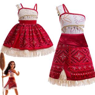 moana海洋奇缘2女童莫阿娜公主裙儿童毛伊莫亚娜同款 cos表演服装