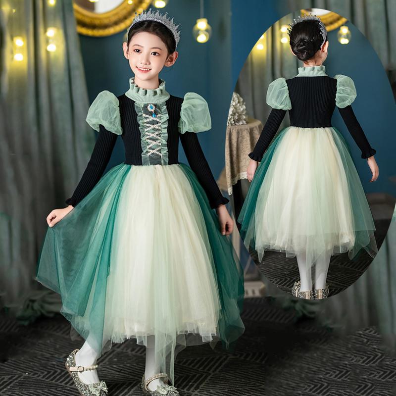 女童安娜公主裙秋冬礼服