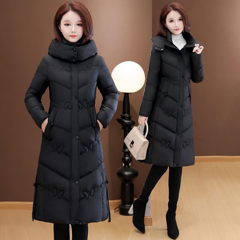 2025新款羽绒棉服女中长款过膝加厚保暖外套时尚洋气棉衣宽松棉袄