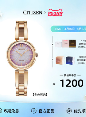 西铁城官方正品光动能机芯小巧时尚简约钢带女表EM0807