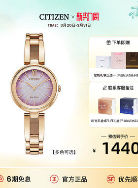 西铁城官方正品光动能机芯小巧时尚简约钢带女表EM0807