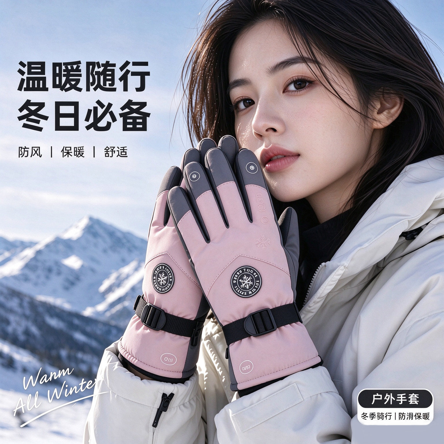 冬季保暖加厚骑行滑雪手套触屏摩托车加绒防水防风寒止滑户外防雨