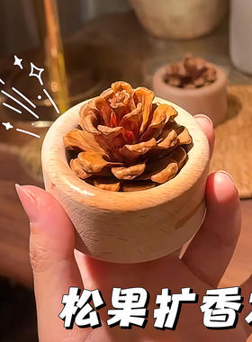 松果扩香木无火香薰车载摆件