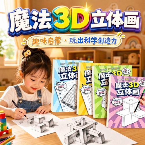 创意魔法3D立体画描摹本素描本手工绘画本剪纸儿童剪刀玩具套装