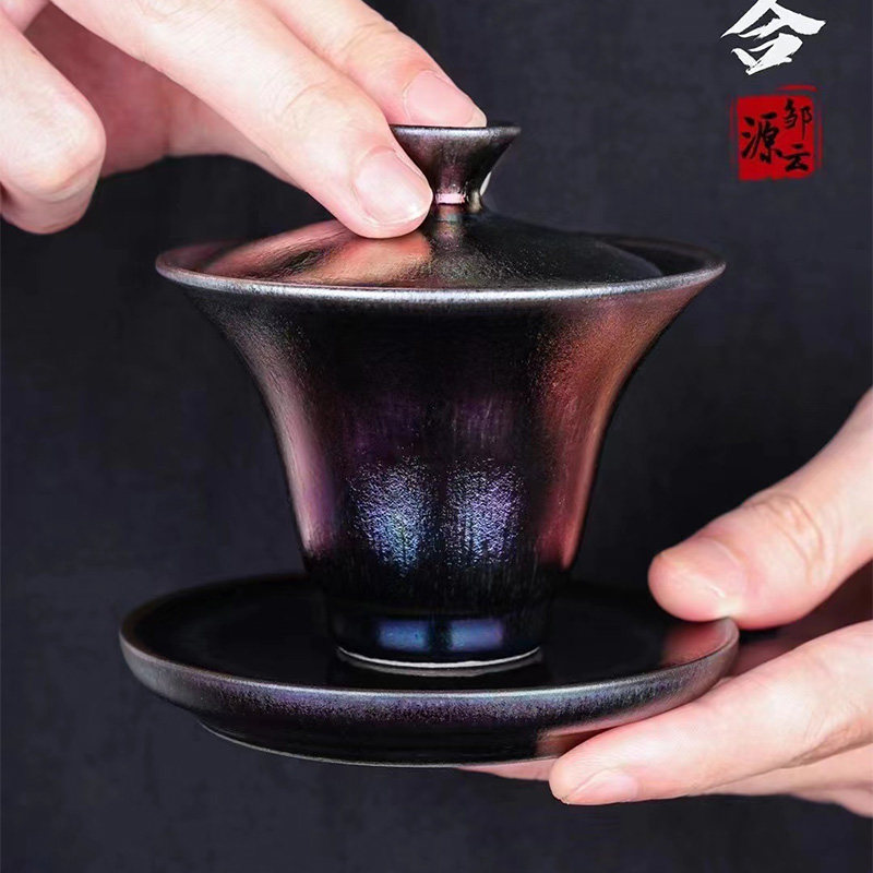 传承人邹云源大师天地人合三才盖碗功夫茶具名家曜变建盏礼品套装