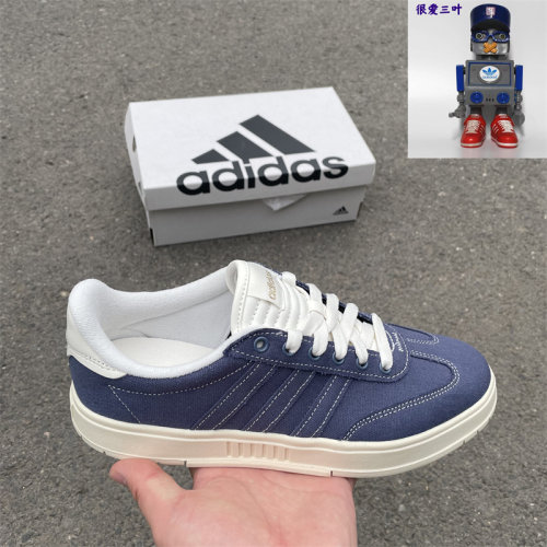 Adidas阿迪达斯Gradas三叶草男女T头帆布板鞋德训鞋牛仔蓝 IH8692