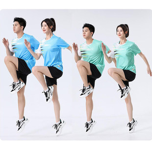新款短袖田径服套装马拉松跑步服男女比赛训练服速干儿童跑步队服