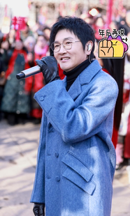 孙楠同款蓝色秋冬新款时尚休闲百搭中长款毛呢大衣外套男装上衣潮