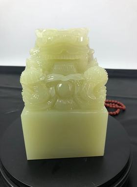 玉石盘龙青龙印章玉玺摆件