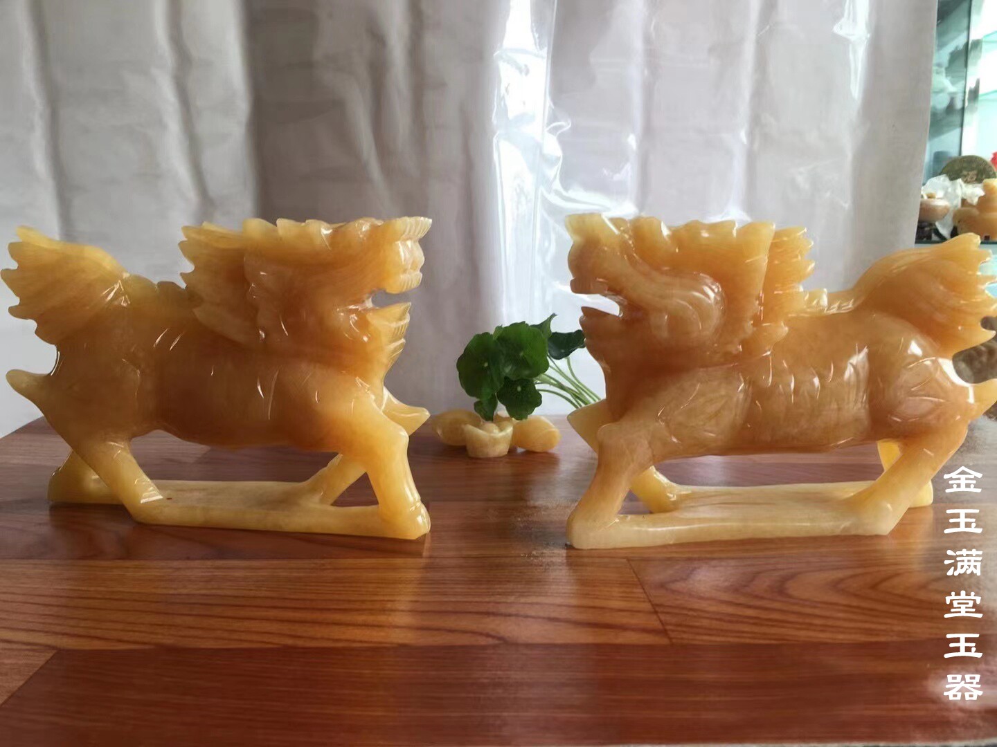 黄玉玉石麒麟摆件送子玉麒麟简约玄关家居客厅中式装饰工艺品礼品