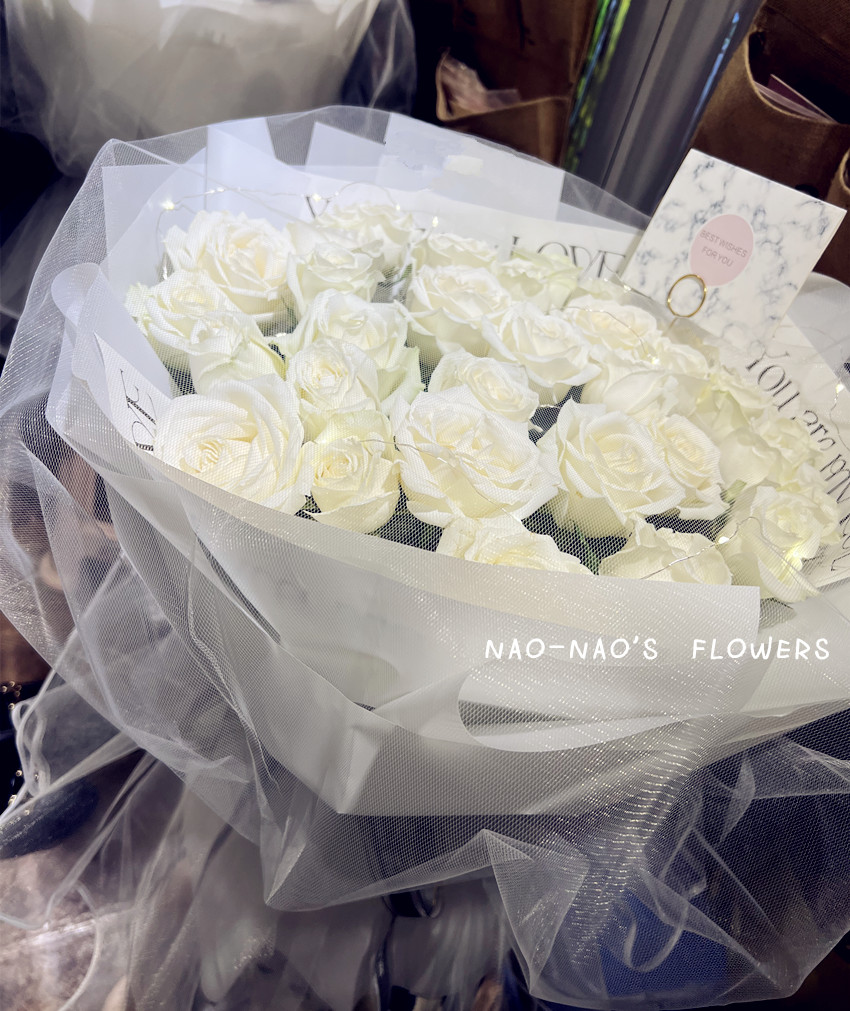 丹东同城鲜花速递七夕情人节白玫瑰生日花束东港凤城宽甸实体花店