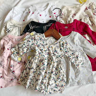 外贸原单老海军新生婴儿春秋款连衣裙宝宝纯棉长袖公主裙内搭森系