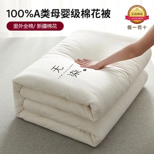 新款无染新疆长绒棉全棉棉花冬被被芯单双人家用全棉棉花被