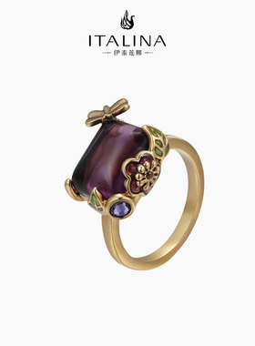 伊泰莲娜蝶梦系列戒指女高级感复古轻奢小众植物花朵珐琅配饰