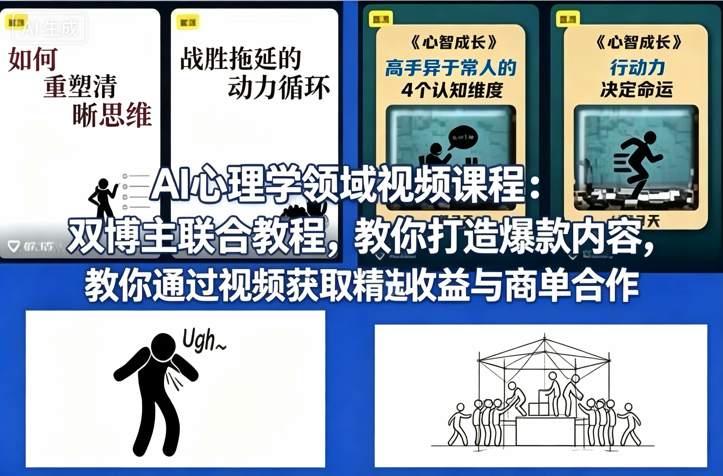 Ai心理学赛道视频教学 教你做爆款视频撸精选收益接商单