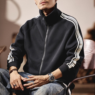 拉链开衫 男士 卫衣男2026春季 潮牌大码 条纹运动休闲外套 新款 春秋款
