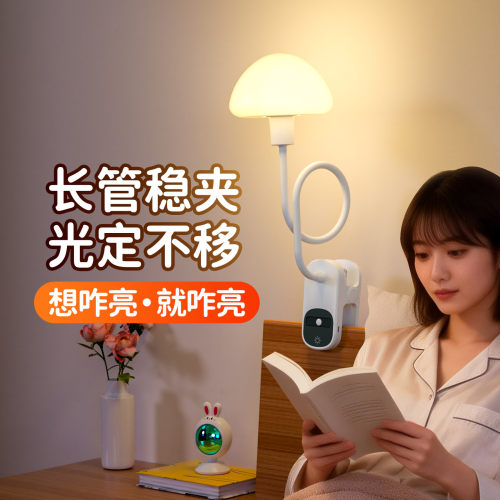 床头灯学习阅读充插两用台灯可夹式超长续航柔光小夜灯卧室睡眠灯