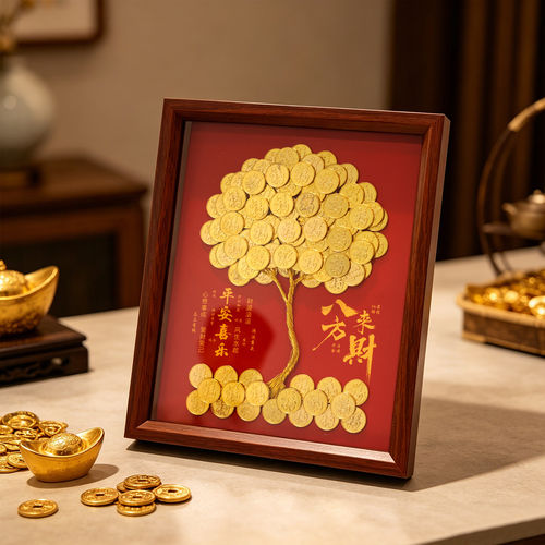 手工diy发财树办公室桌摆