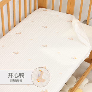 婴儿床床笠纯棉a秋冬夹棉床笠宝宝床单儿童拼接床床垫套罩新生儿