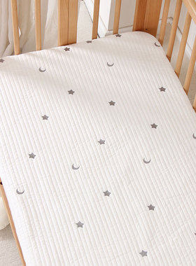 婴儿床床笠纯棉a秋冬夹棉床笠宝宝床单儿童拼接床床垫套罩新生儿