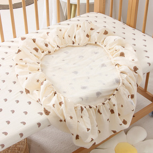 婴儿床笠新生儿纯棉宝宝床单双层纱薄款儿童拼接床床垫套可定制