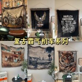 blanket哈雷vintage复古机车挂毯高级沙发盖毯露营披风毯子午睡毯
