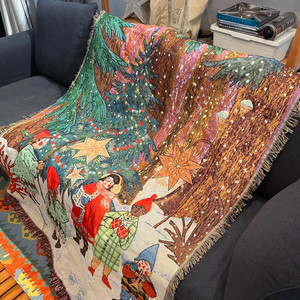 金丝线圣诞装饰毯圣诞风毛毯小尺寸沙发盖休闲毯床尾装饰毯铺椅子